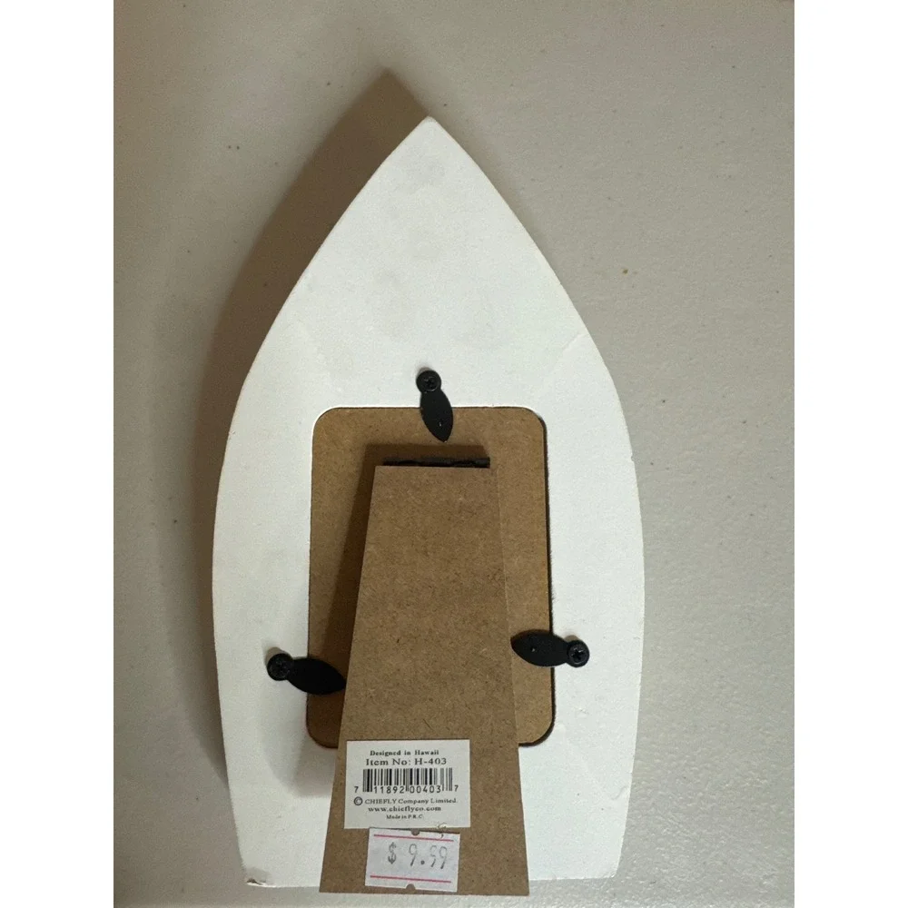 Hawaii Surfboard Seashell Sea Glass Picture Frame Chiefly Co H-403 White 2.5x3.5
